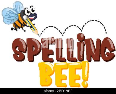 A cartoon illustration of the text Spelling with a bee theme Stock ...