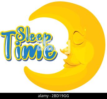 Font design for word sleep time with happy moon illustration Stock Vector