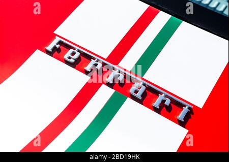 Italian Flag stripe used on the Ferrari Challenge Stradale Stock Photo