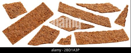 Thin rye crisp bread isolated on white background Stock Photo