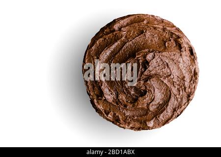 Chocolate cake isolated on white background with space for text Stock Photo