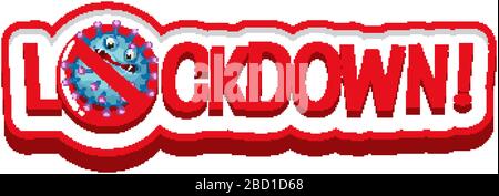 Word design for lockdown in red color illustration Stock Vector