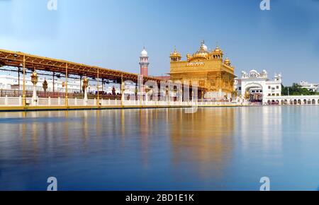 The Harmandar Sahib also known as Darbar Sahib, is a Gurdwara located in the city of Amritsar, Punjab, India. Stock Photo