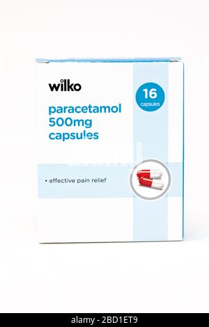 Wilko Paracetamol 500mg capsules Stock Photo