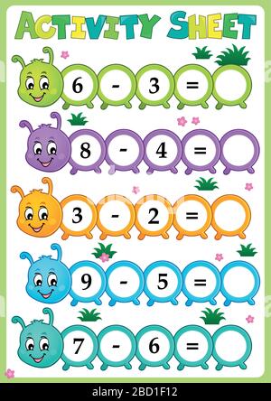 Activity sheet math theme 2 - eps10 vector illustration. Stock Vector