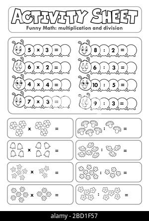 Activity sheet math theme 6 - eps10 vector illustration. Stock Vector