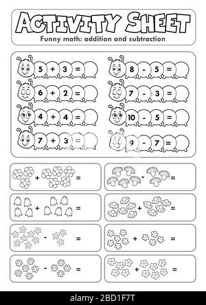 Activity sheet math theme 5 - eps10 vector illustration. Stock Vector