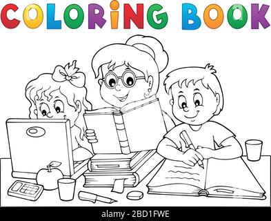 Coloring book home schooling image 1 - eps10 vector illustration. Stock Vector