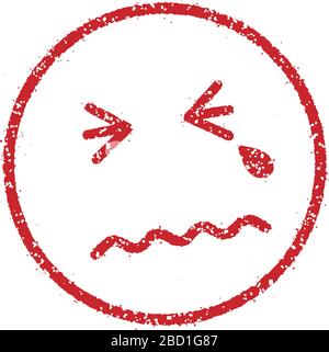 emoticons / face stamp icon (sad,crying) Stock Vector