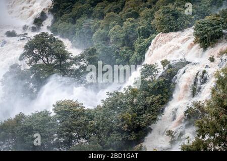 Shivanasamudra falls in Chamarajanagar District of the state of Karnataka, India Stock Photo
