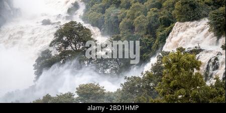 Shivanasamudra falls in Chamarajanagar District of the state of Karnataka, India Stock Photo
