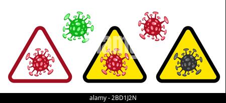 Cartoon concept STOP coronavirus sign COVID-19 nCov 2019 virus. Vector illustration warning and quarantine. Stock Vector