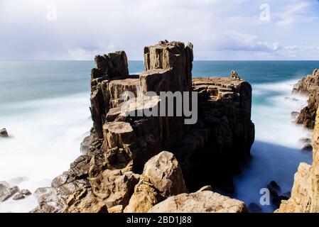 Tojinbo cliffs overlooking the Sea of Japan. Stock Photo