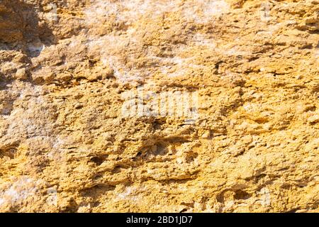 Texture of natural rock shell of rocky rock, marine life structure with limestone and traces of erosion and oxide. Stock Photo