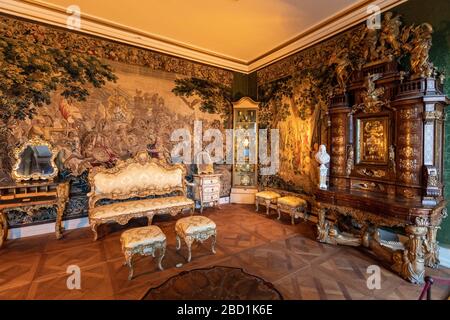 Christian VI's Room, Rosenborg Castle, Copenhagen, Denmark, Scandinavia, Europe Stock Photo