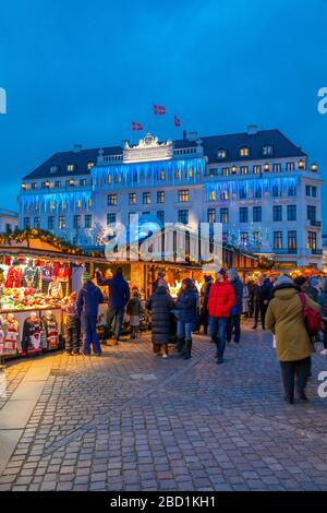 Christmas Market near Hotel D'Angleterre, Copenhagen, Denmark, Scandinavia, Europe Stock Photo