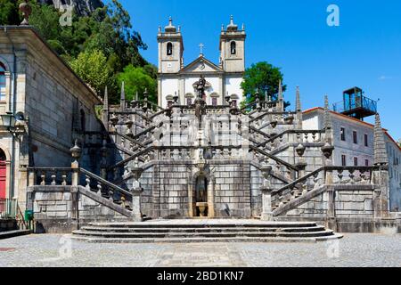 Nossa Senhora da Peneda Sanctuary and Virtue stairway, Peneda Geres National Park, Gaviera, Minho province, Portugal, Europe Stock Photo