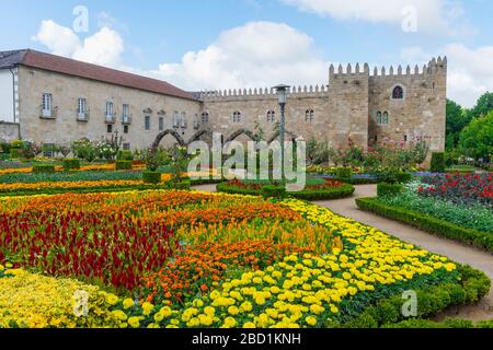 Santa Barbara garden near the walls of the Old Palace of the Archbishops, Braga, Minho, Portugal, Europe Stock Photo