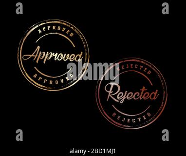 The elegance, vintage gradient circle approved and rejected seal badge with star border icon Stock Vector
