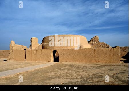 Mosque in the ruined ancient Silk Road oasis city of Gaochang, Taklamakan desert, Xinjiang, China, Asia Stock Photo