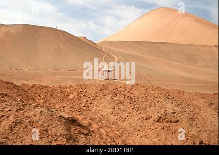 Shrine in the vast Taklamakan desert near Bezeklik, Xinjiang, China, Asia Stock Photo