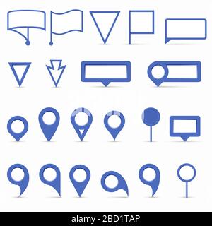 Navigation pins set flat on white Stock Vector