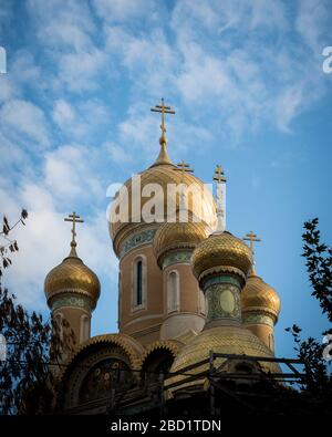 Orthodox Church domes and steeples, Bucharest, Romania, Europe Stock Photo