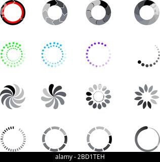 Loading flat icon set on white Stock Vector