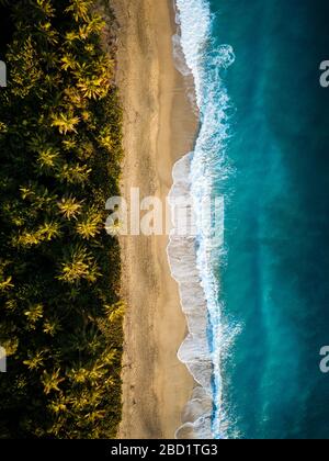 Aerial view by drone of Playa los Angeles, Magdalena Department, Caribbean, Colombia, South America Stock Photo