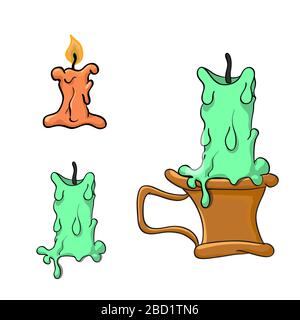 vector set of candle on white Stock Vector