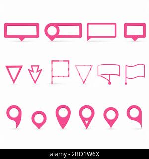 Navigation pins set flat on white Stock Vector