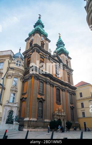 Budapest, Hungary - November 10, 2018: The variety of styles of palaces and buildings
