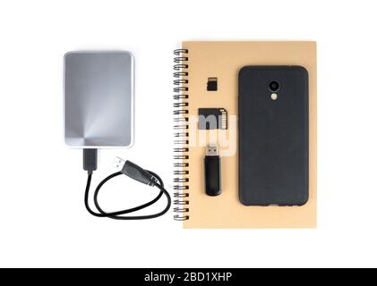 The evolution of digital data storage device. Floppy disks, flash ...