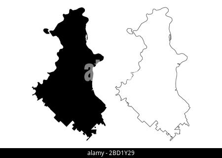 Angarsk City (Russian Federation, Russia, Irkutsk Oblast) map vector illustration, scribble sketch City of Angarsk map Stock Vector