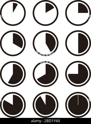 time (or rate) progression / time range icon set. simple design. Stock Vector
