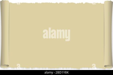 Tattered old paper illustration (curled edge) / landscape Stock Vector