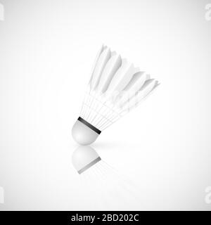 Shuttlecock with reflection isolated on white background. Badminton - sport equipment. Vector illustration Stock Vector