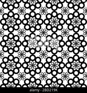 seamless abstract floral pattern. simple and modern geomatric leaf vector illustration. linear flowers and circles. Stock Photo