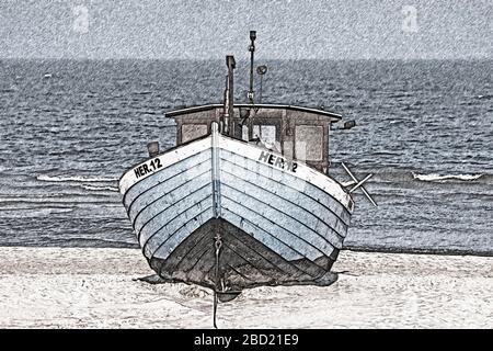 Old Fishing Boat, Beach, Ahlbeck, Usedom Island, Mecklenburg Western  Pomerania, Germany Stock Photo - Alamy