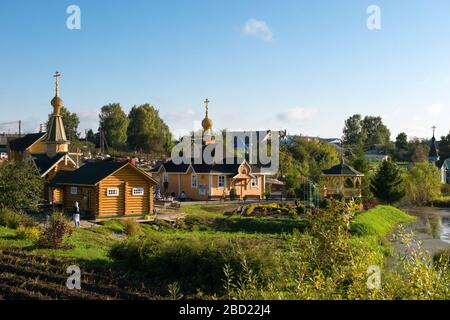 DIVEEVO, RUSSIA - AUGUST 25, 2019: Holy spring and chapel in honor of the great martyr Healer Panteleimon. Located on the banks of the Lubinka River a Stock Photo