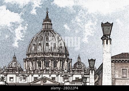 View to the dome of St. Peter's Basilica, Vatican City State, Rome, Lazio, Italy, Europe Stock Photo