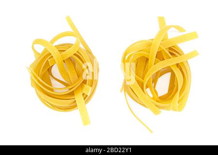 Fettuccine, rolled Italian pasta isolated on white background Stock Photo
