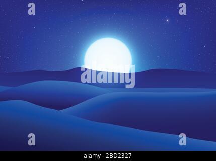 Desert at night. Stock Vector