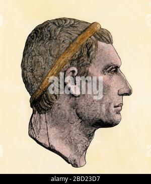Bust profile of Julius Caesar in carnelian. Gaius Julius Caesar, 100-44 ...