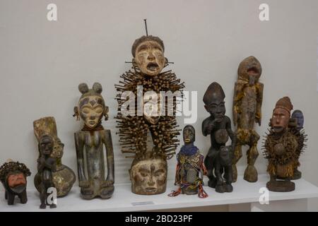 Port Elizabeth, South Africa April 2016 Collection of sculptured African art pieces Stock Photo