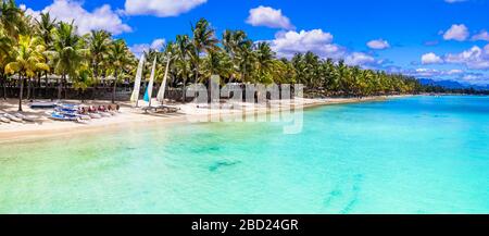 Tropical paradise in Trou aux Biches,Mauritius island. Stock Photo