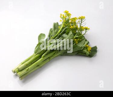Fresh chinese flowering cabbage isolated on white background Stock Photo