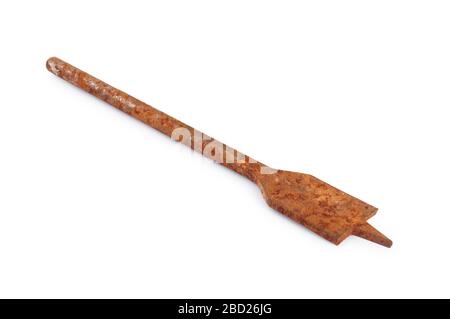 Studio shot of an old rusty drill bit cut out against a white background Stock Photo