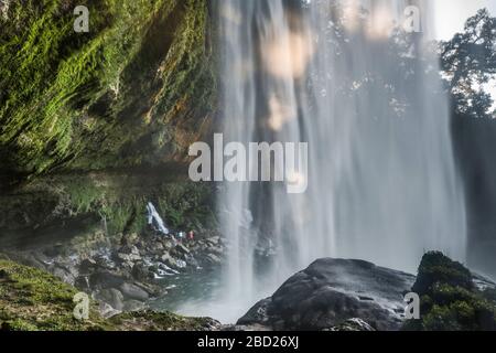 Agua Azul Cascades, view from trail behind waterfall, Chiapas, Mexico Stock Photo