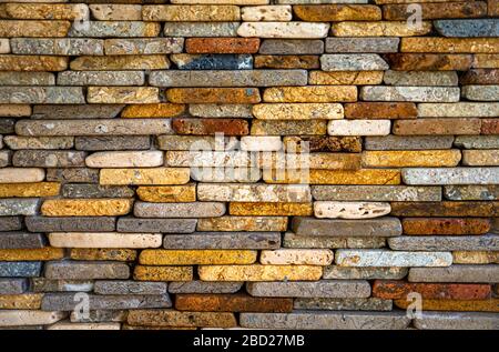 Stone wall texture rectangular flat stones Stock Photo